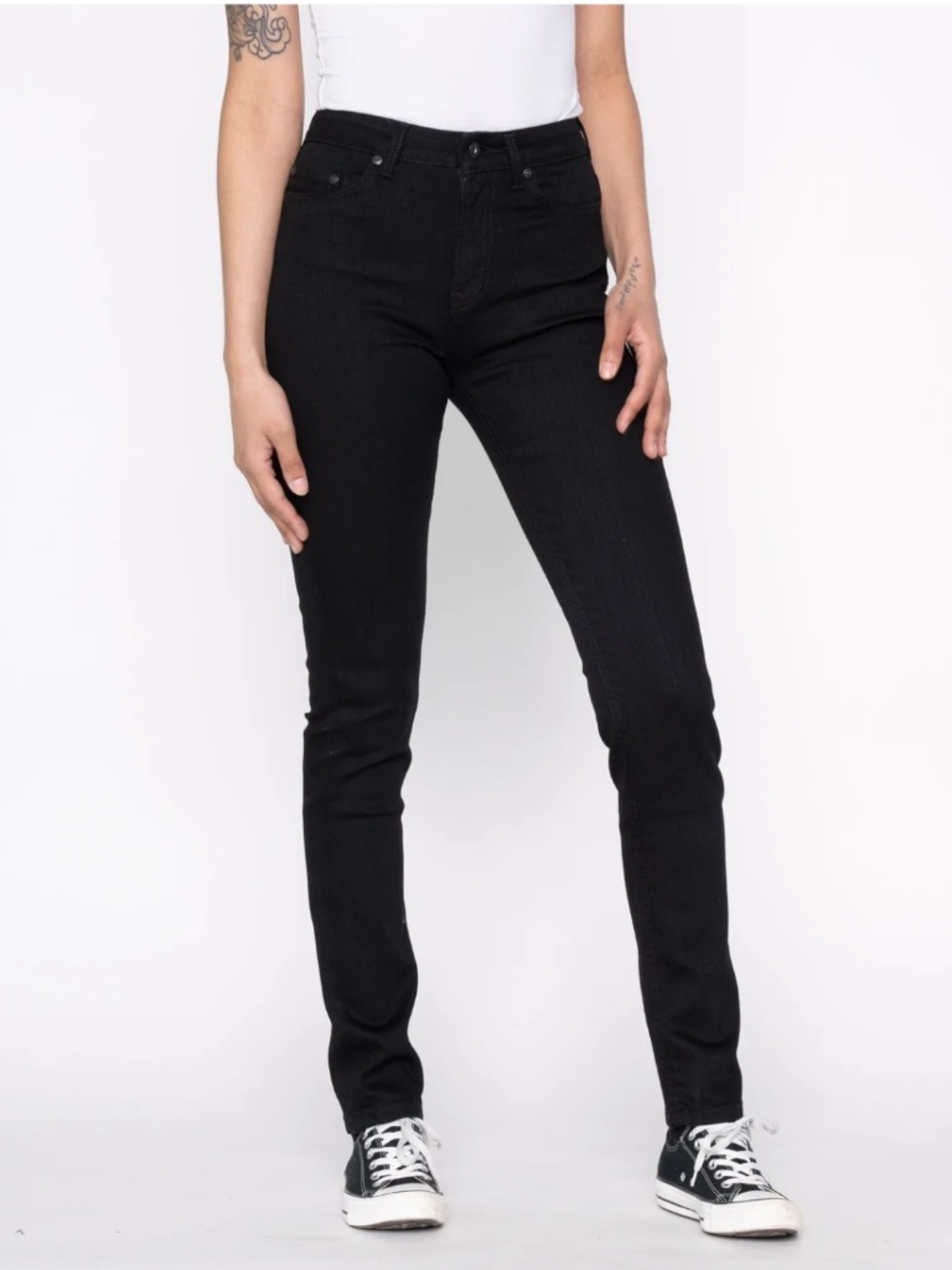NWT NAKED AND FAMOUS THE HIGH SKINNY WAX COATED BLACK STRETCH - 27